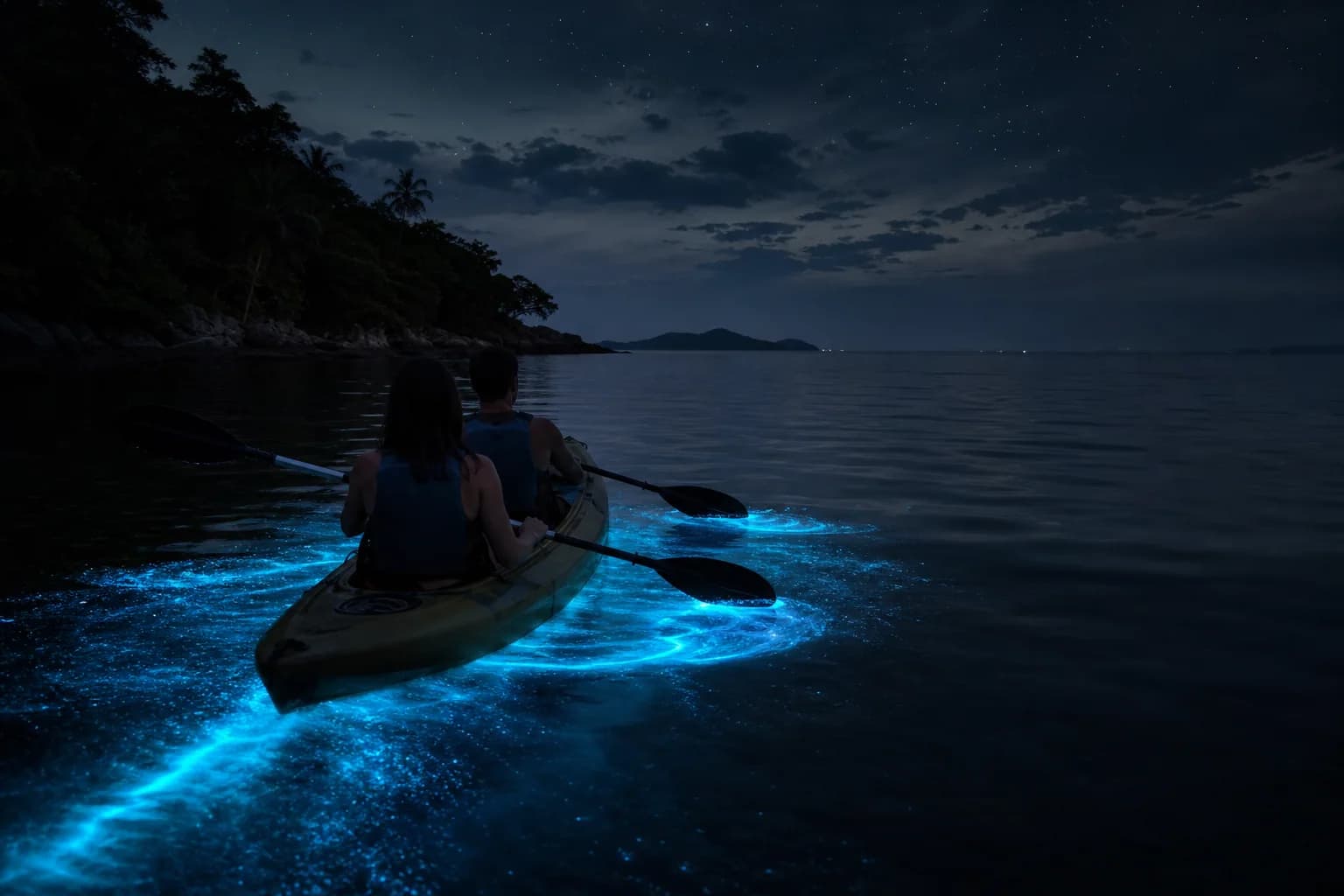 Bioluminescent water near Paquera